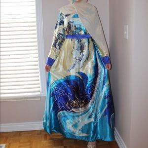 Fluorescent maxi silk dress